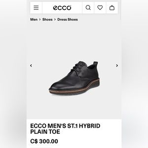 BRAND NEW ECCO Men’s St.1 Hybrid Plain Toe Dress Shoe
